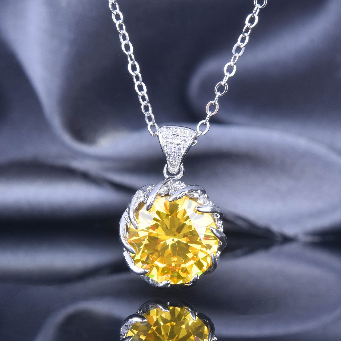 Full Diamond Lotus Carat Bright Yellow Colored Jewelry Set