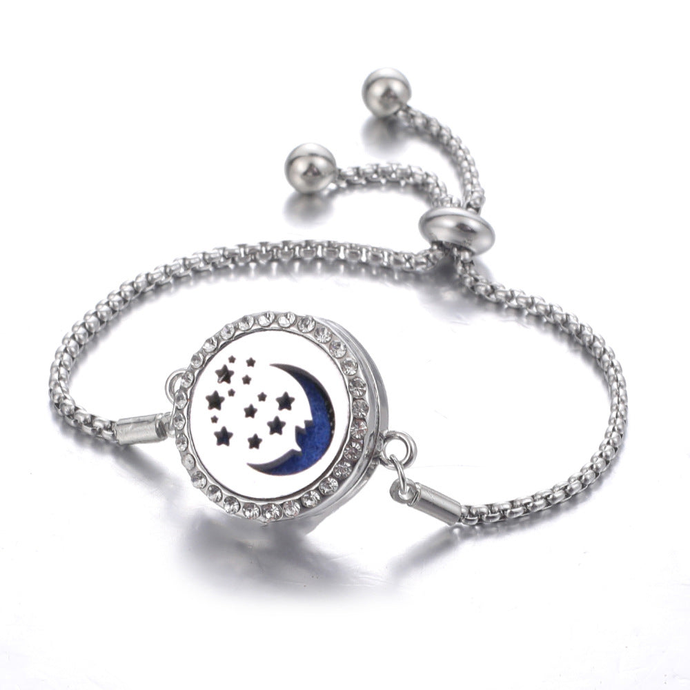 Steel Hollow Oil Lucky Tree Open Box Bracelet