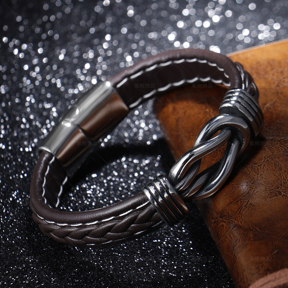 Bijoux de style ethnique pour hommes Bracelets tissés à la main en acier inoxydable