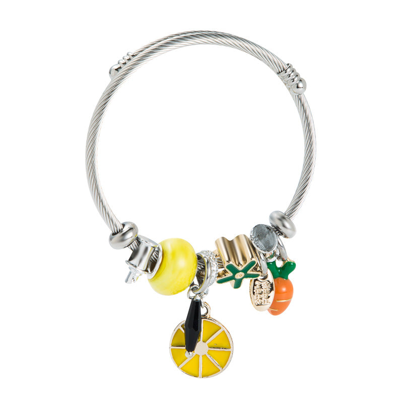 Dora Creative Fruit Pineapple Pendant Adjustable Bracelets