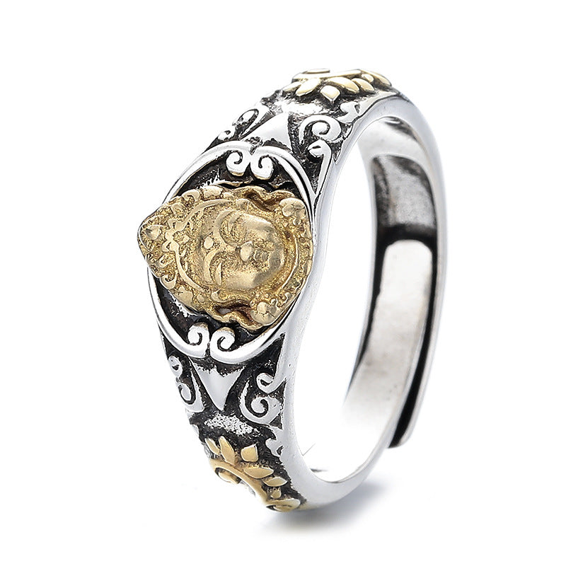 Mother Gilding Female Ethnic Antique Finish Open Adjustable Creative Index Ring