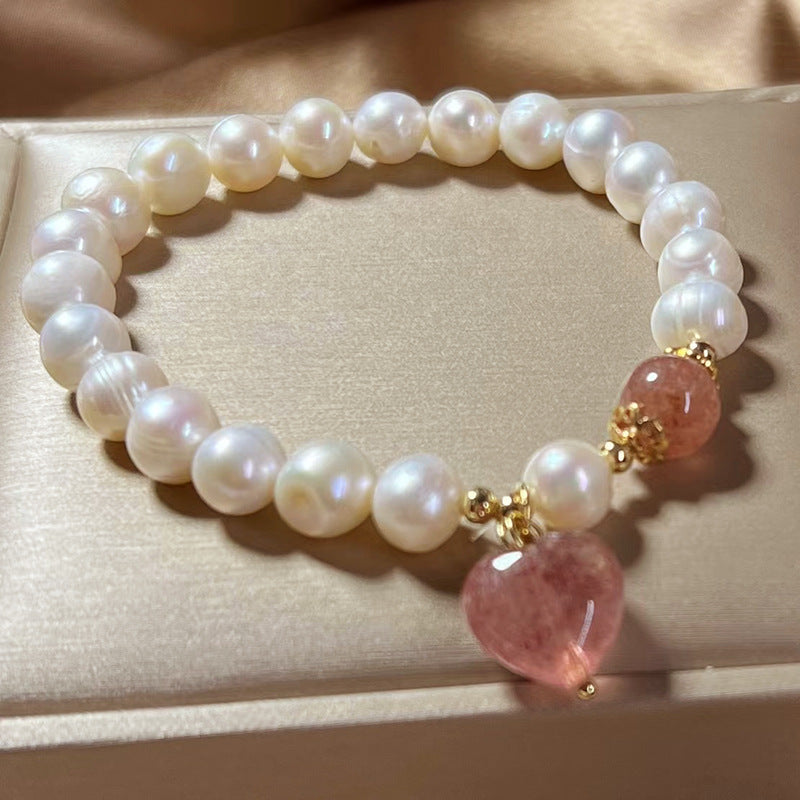 Perle femelle fraise Quartz amour pendentif affaires coréen abordable Bracelets