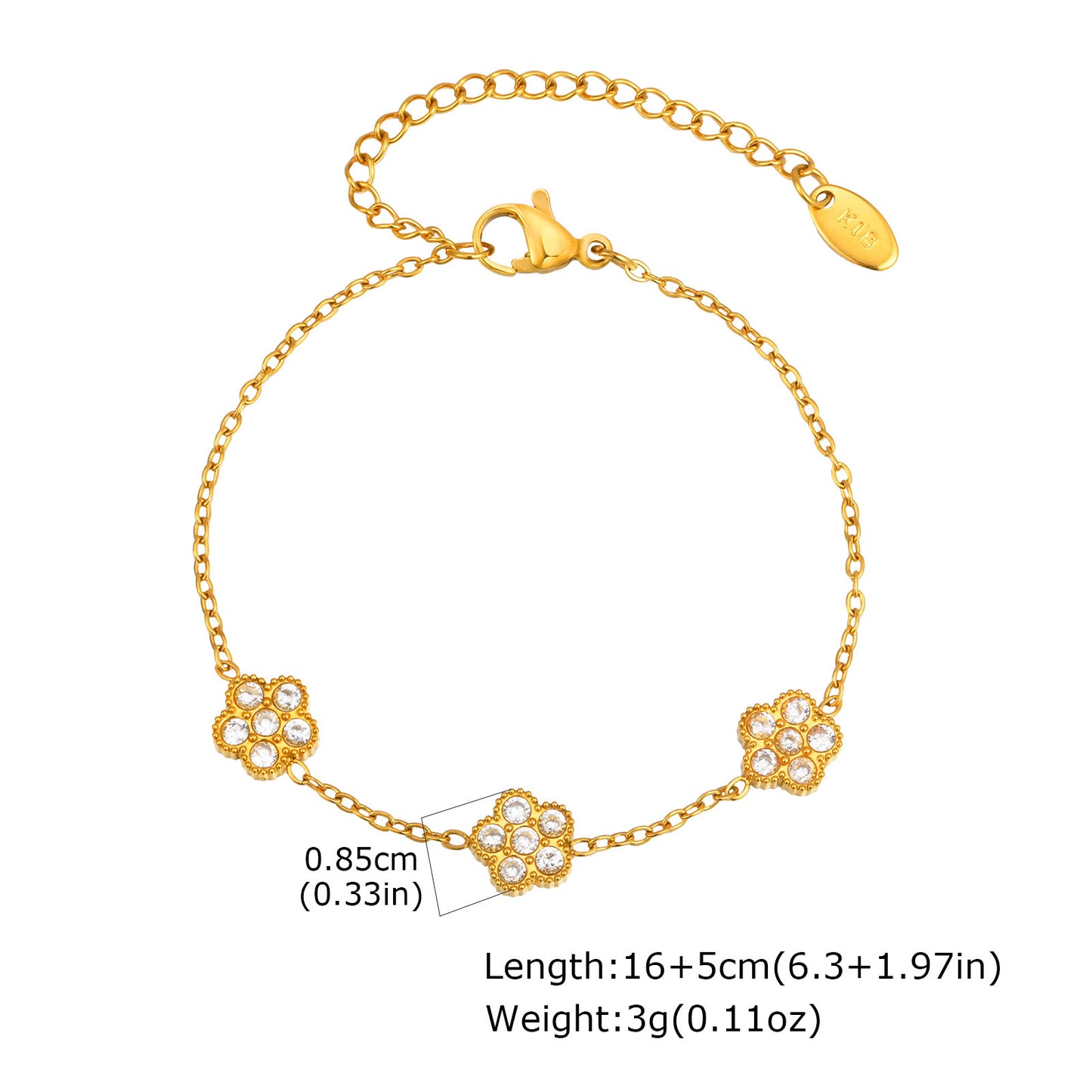 Women's Stainless Steel Zircon Flower Butterfly Full Bracelets