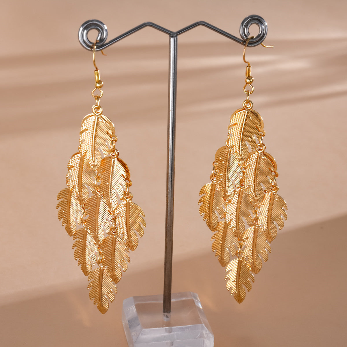 Sier Needle Matte Ear Hook Diamond Design Tassel Light Luxury Earrings
