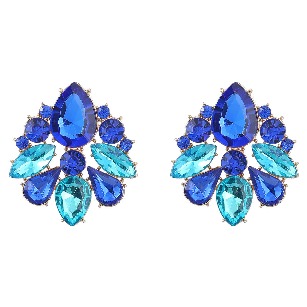 Stylish Colored Diamond Alloy Geometric Full Earrings