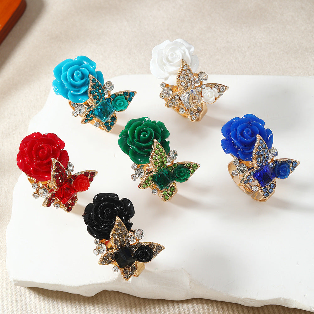 High Quality Fashion Minority Design Butterfly Rose Rings