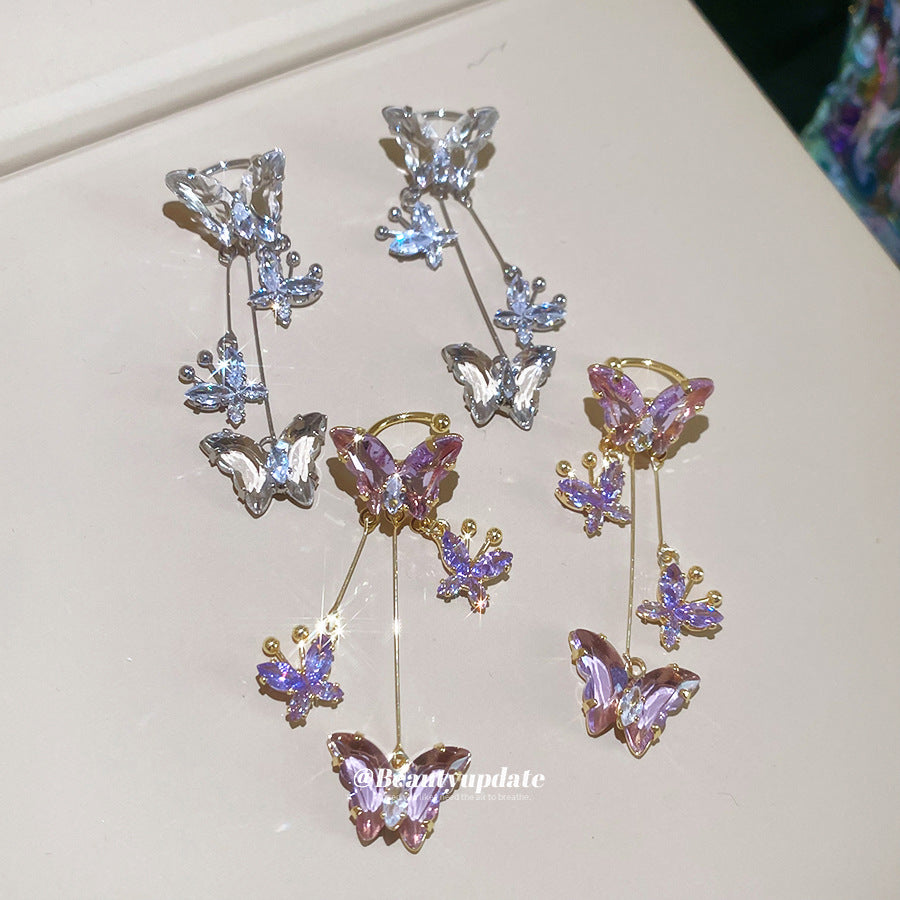 Super Fairy Zircon Butterfly Elegant Cold Feeling Light Luxury Ear Clip