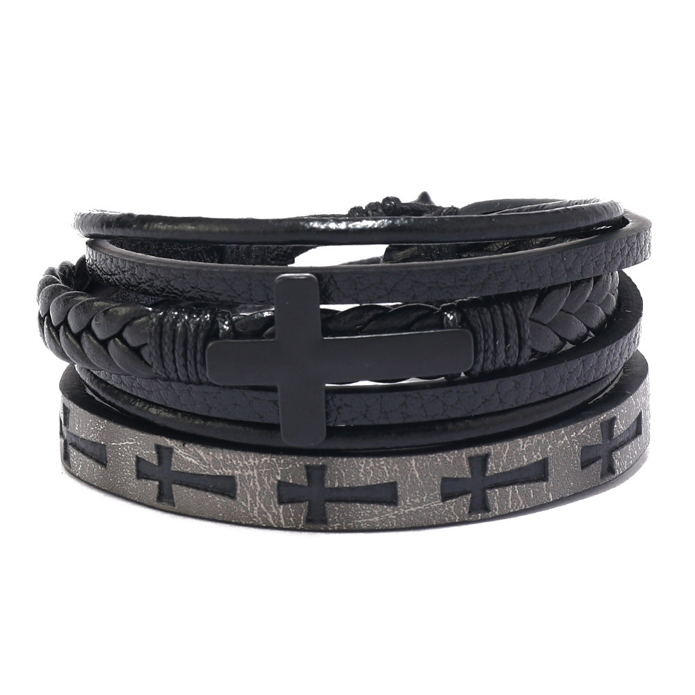 Men's Cross Accessories Simple Woven Leather Suit Bracelets