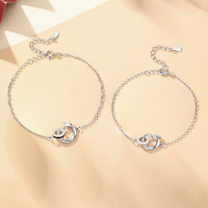 Bracelets de mode Phoenix Double Couple en argent sterling