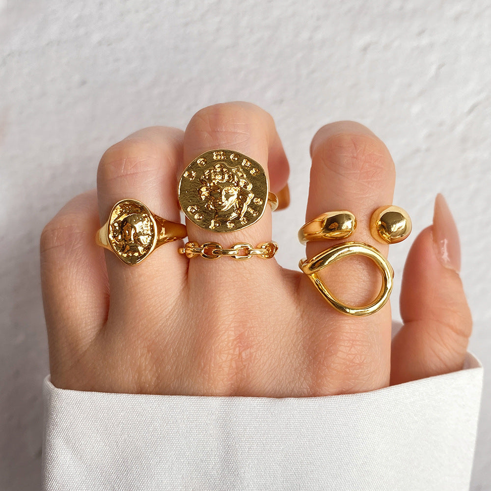 Women's Korean Retro Trendy Cold Open Minimalist Rings