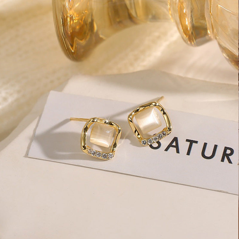 Opal Square Light Luxury Trendy High Earrings