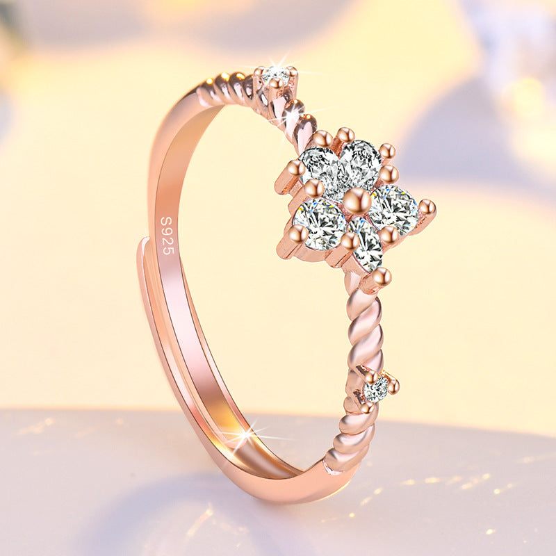 Women's Opening Flower Fashion Simple Female Index Rings