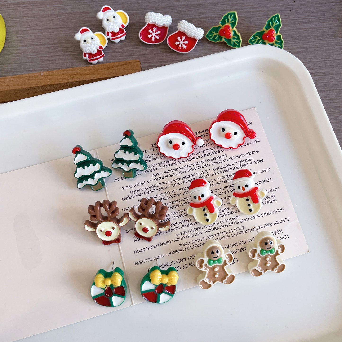 Christmas Cartoon Santa Claus Elk Gingerbread Man Earrings