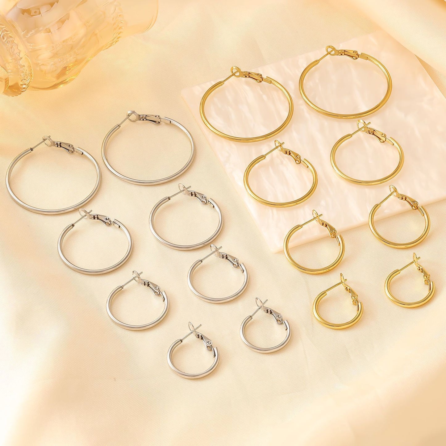 Shrimp Male Buckle Coil Stainless Steel Geometric Circle Earrings