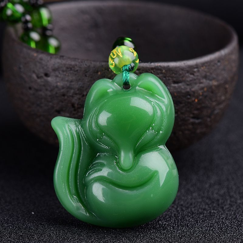Green Jade Goddess Buddha Hand Maitreya Sweater Chain Safety Buckle Necklaces