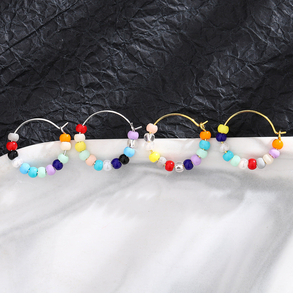 Beads Ear White Female Simple Style Irregular Earrings