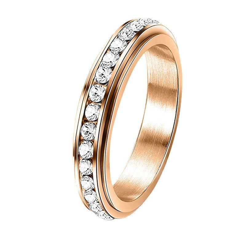 Zircon With Diamond Rotatable Couple Starry Wedding Ring