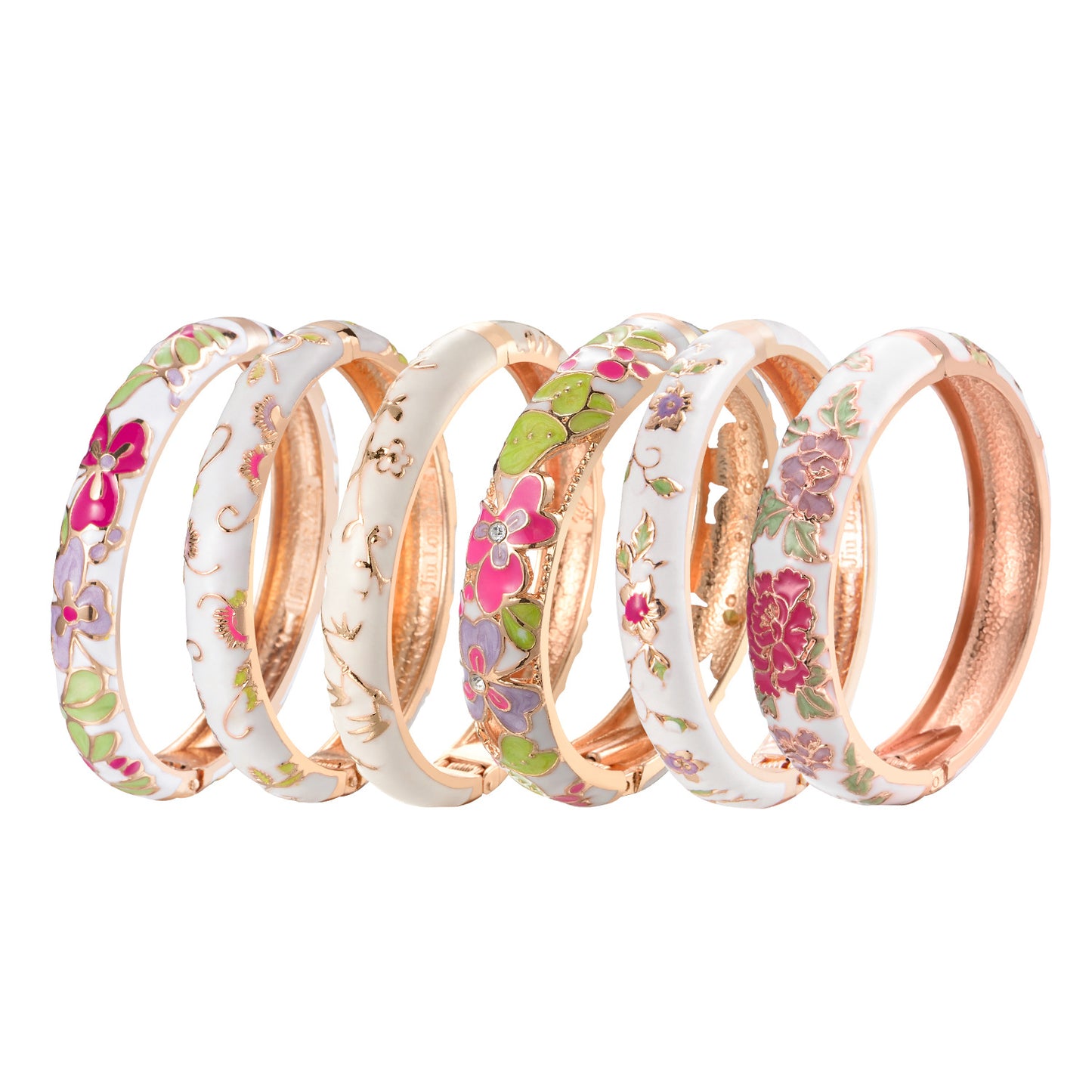 Darcy Cloisonne White Dripping Enamel Opening National Bracelet