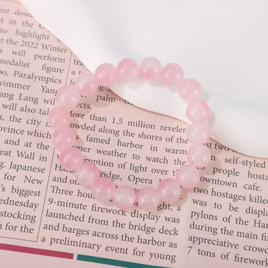 Women's Fresh Pink Colored Glaze Beads Simple Fashion Live Broadcast Bracelets