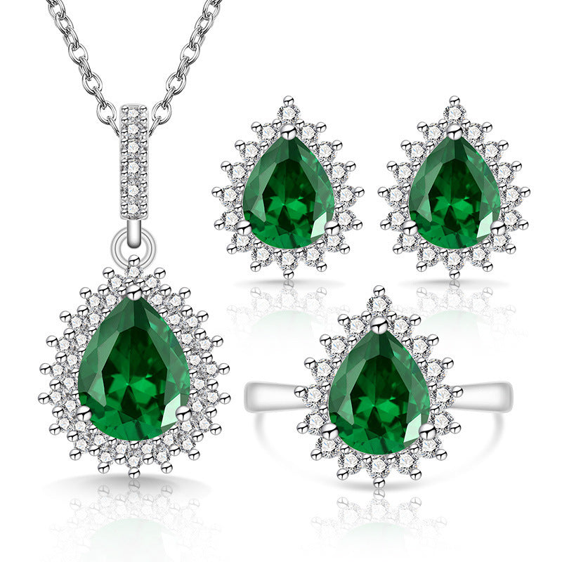 Women's Drop-shaped Colored Gems The Crystal Live Rings