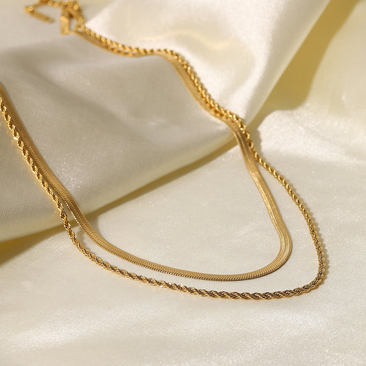Damen-Halsketten mit klassischem, schlichtem Schmuck, vergoldet, klingenkettenartig