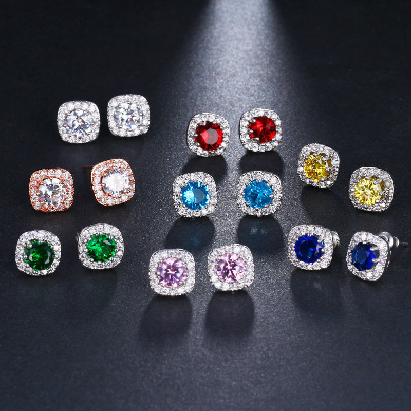Women's Live Broadcast Fashionable Simple Cute Square Stud Earrings