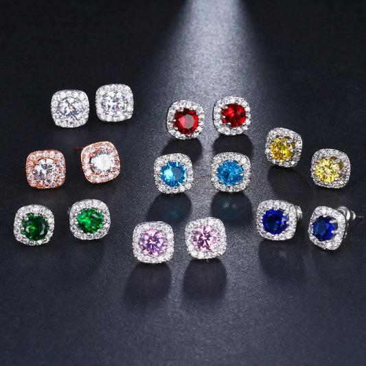 Women's Live Broadcast Fashionable Simple Cute Square Stud Earrings