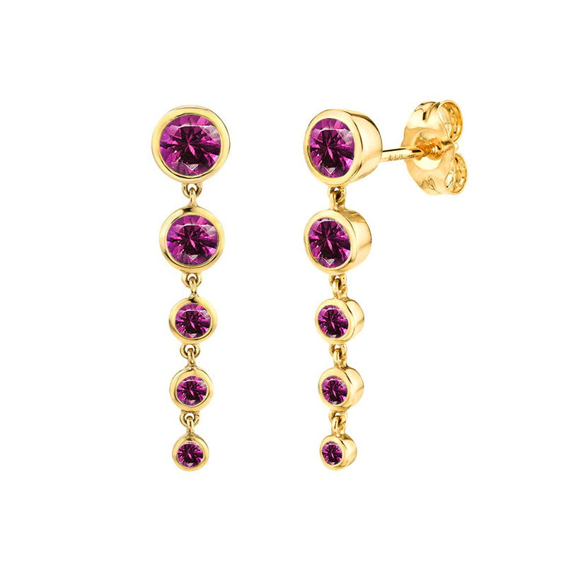 Sier Needle Tail Chain Rhinestone Creative Simple Zircon Stud Earrings