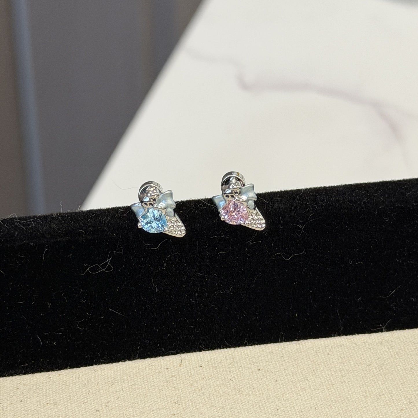 Ice Cream Cute Zircon Flat Titanium Steel Ear Stud Earrings