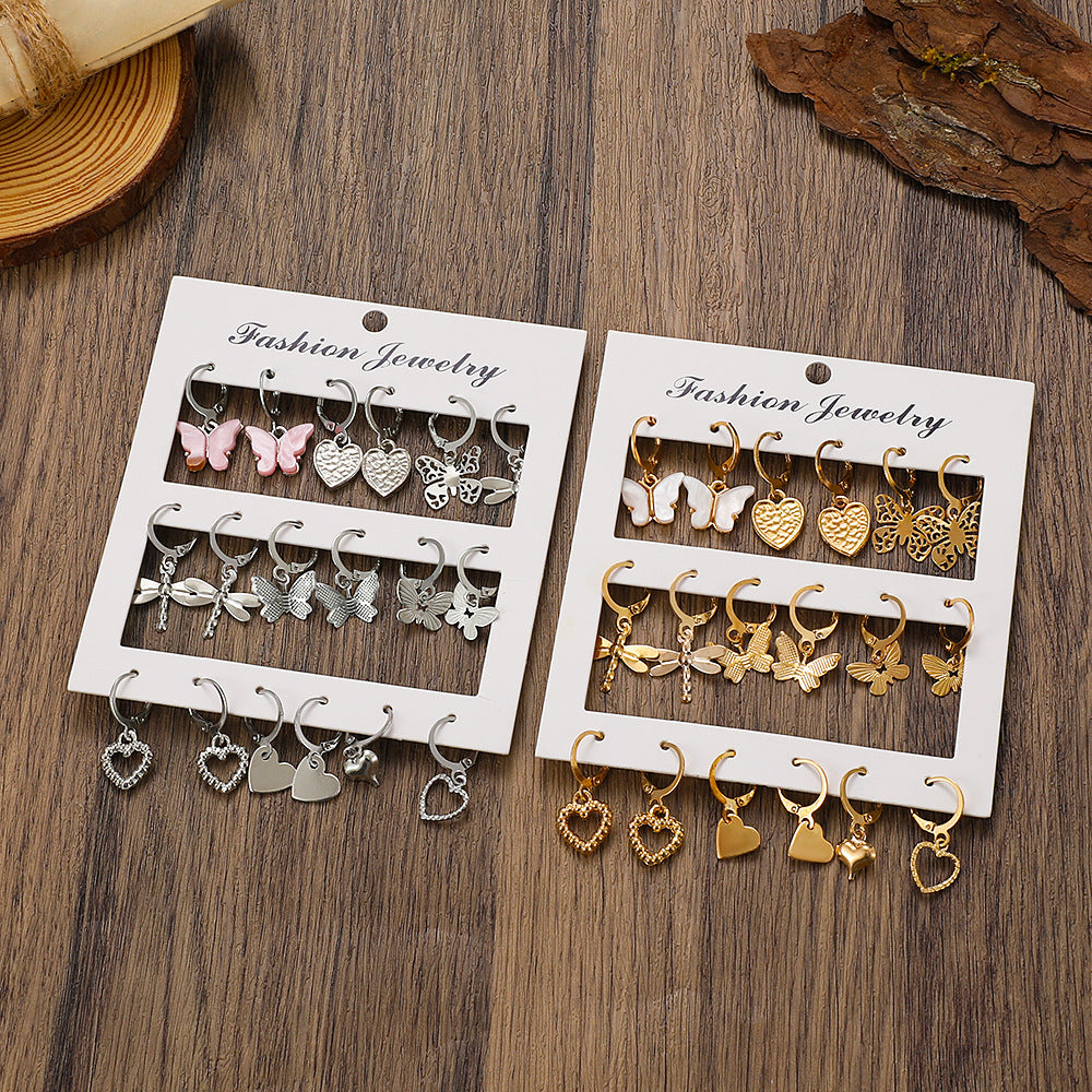 Simple Hollow Butterfly Ear Clip Set Earrings