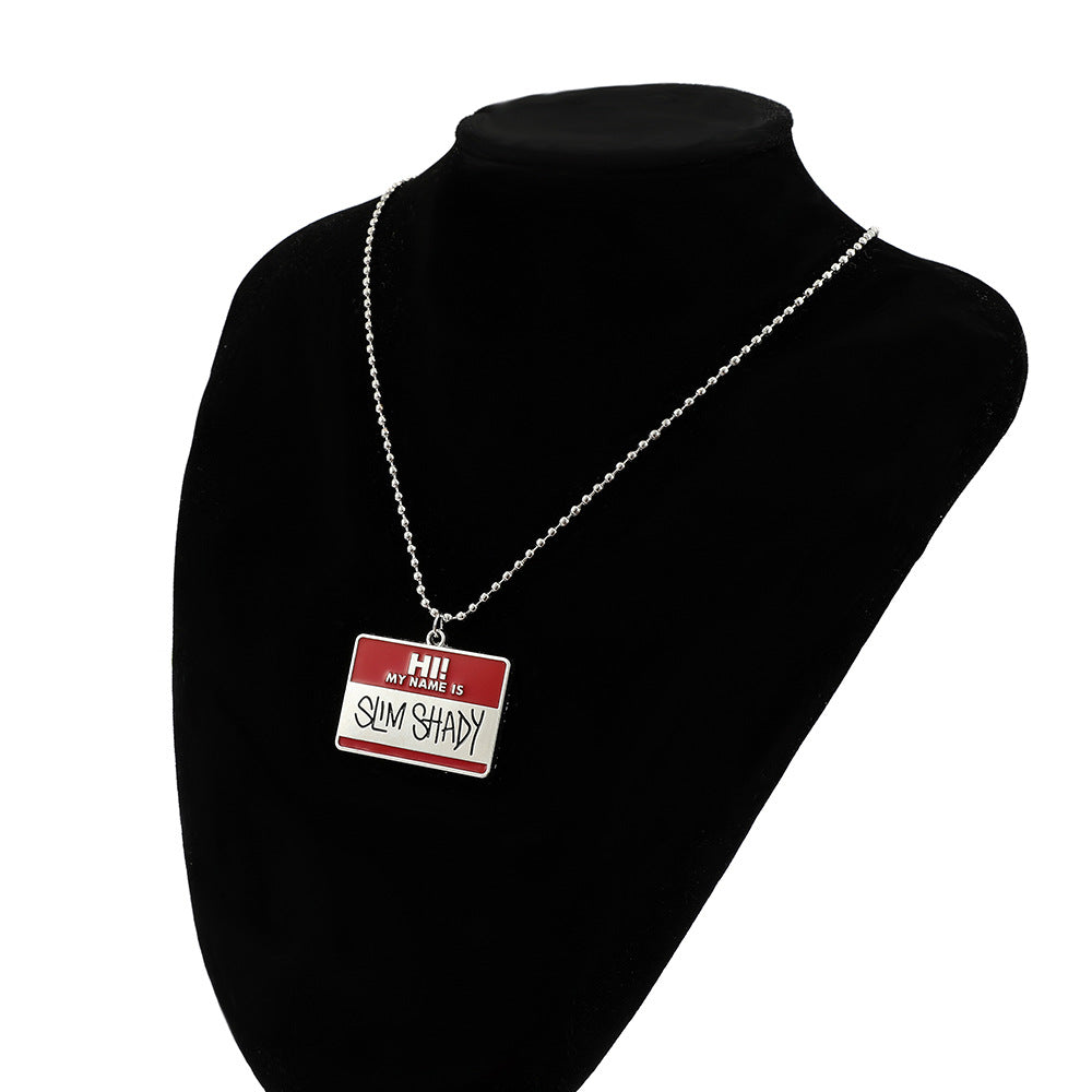 Hip Hop Rap Rascal Square Plate Necklace