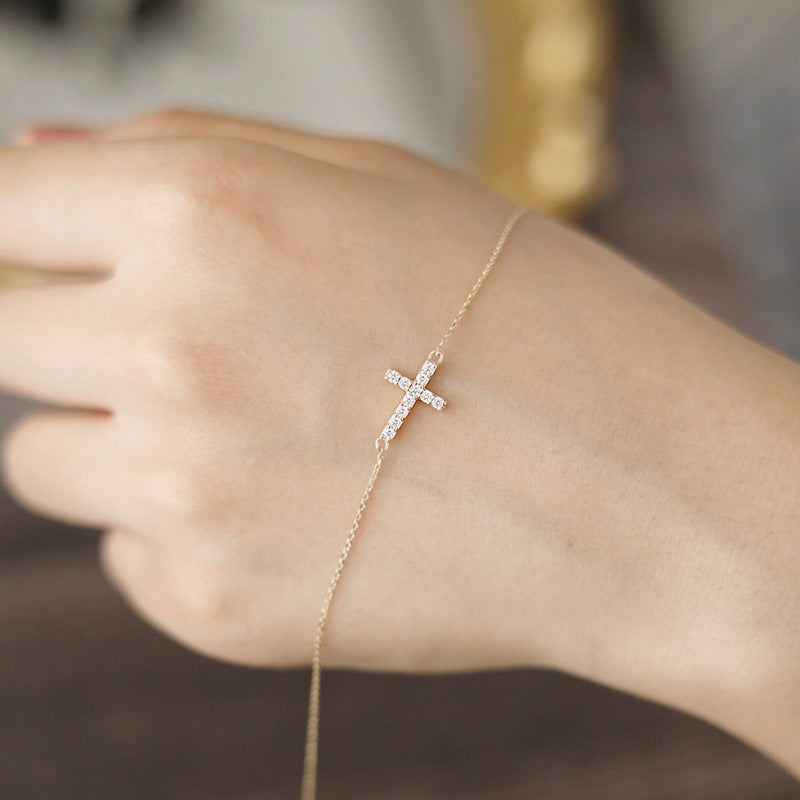 Damen-Armbänder mit Diamant-Kreuz-Sterlingsilber vergoldet