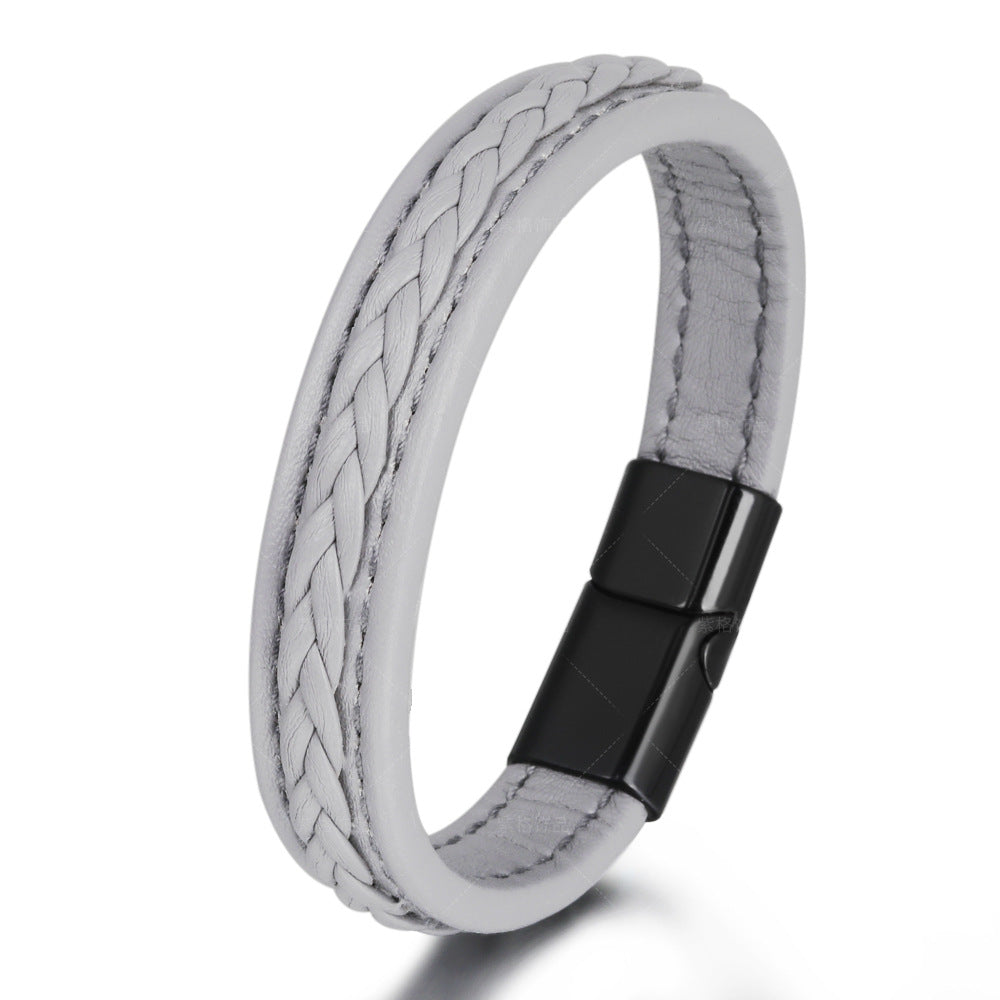 Bracelets tissés simples en cuir de vache pour hommes, faits à la main, pour couple de niche