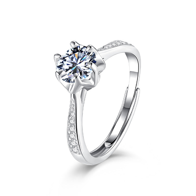 Women's Color Moissanite Niche Design Classic Sterling Rings