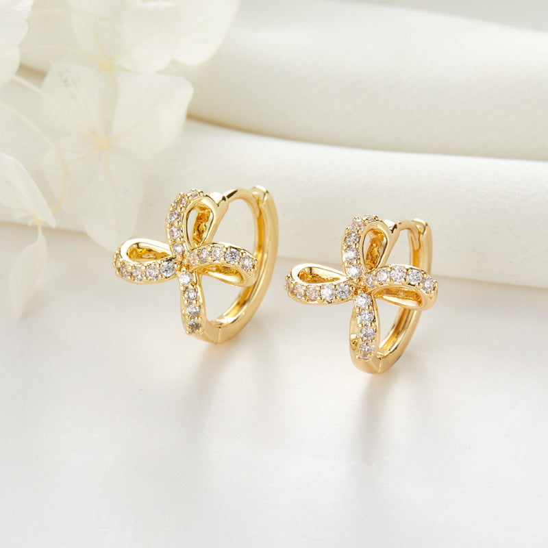 Women's Classic Style Simple Zircon Clip Temperamental Minority High-grade Ear Buckle