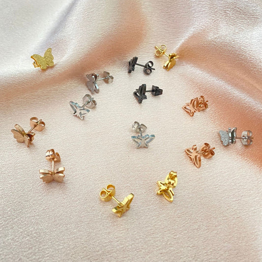 Frosted Butterfly Stainless Steel Fashion Style Earrings