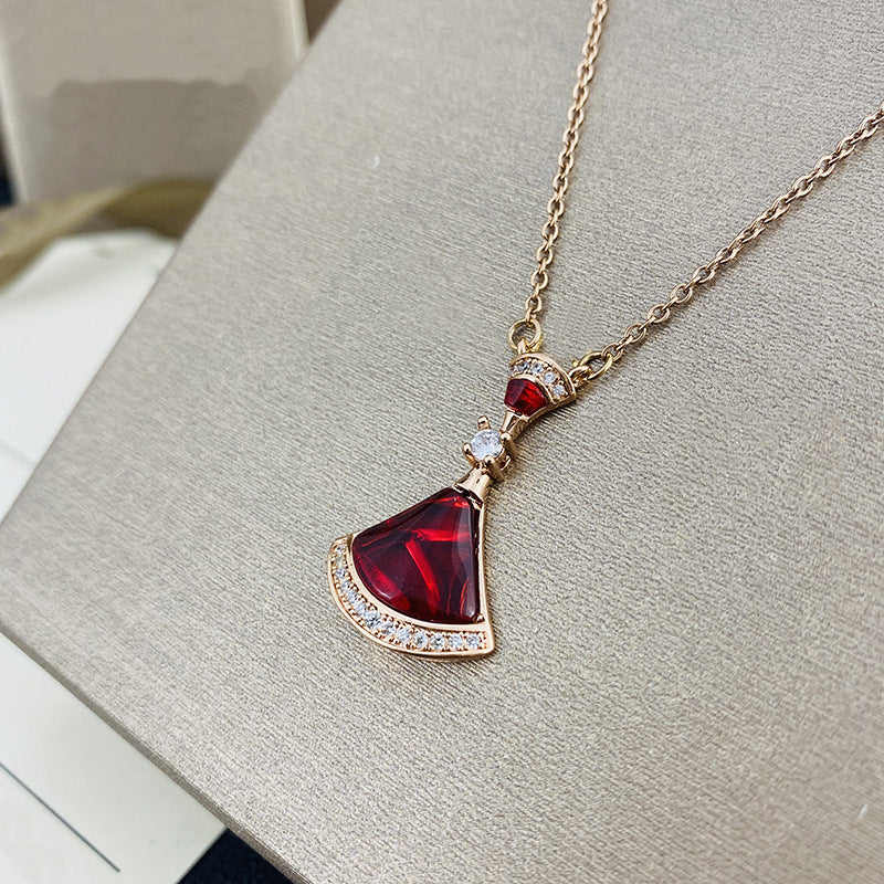 Version Red Agate Clavicle Chain Titanium Steel Rose Necklaces