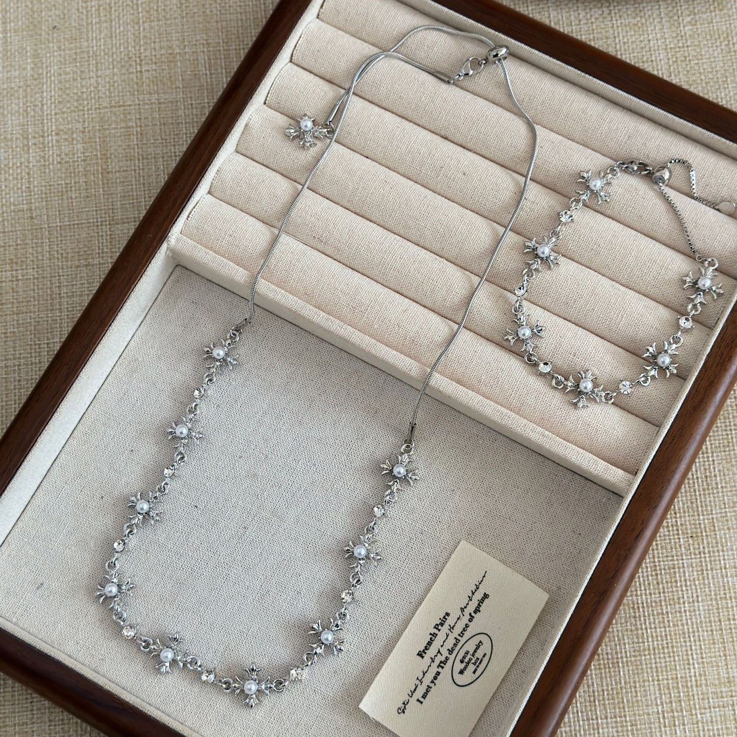Cross Pearl Zircon Stitching Pull-out Cold Sweet Cool Clavicle Necklace