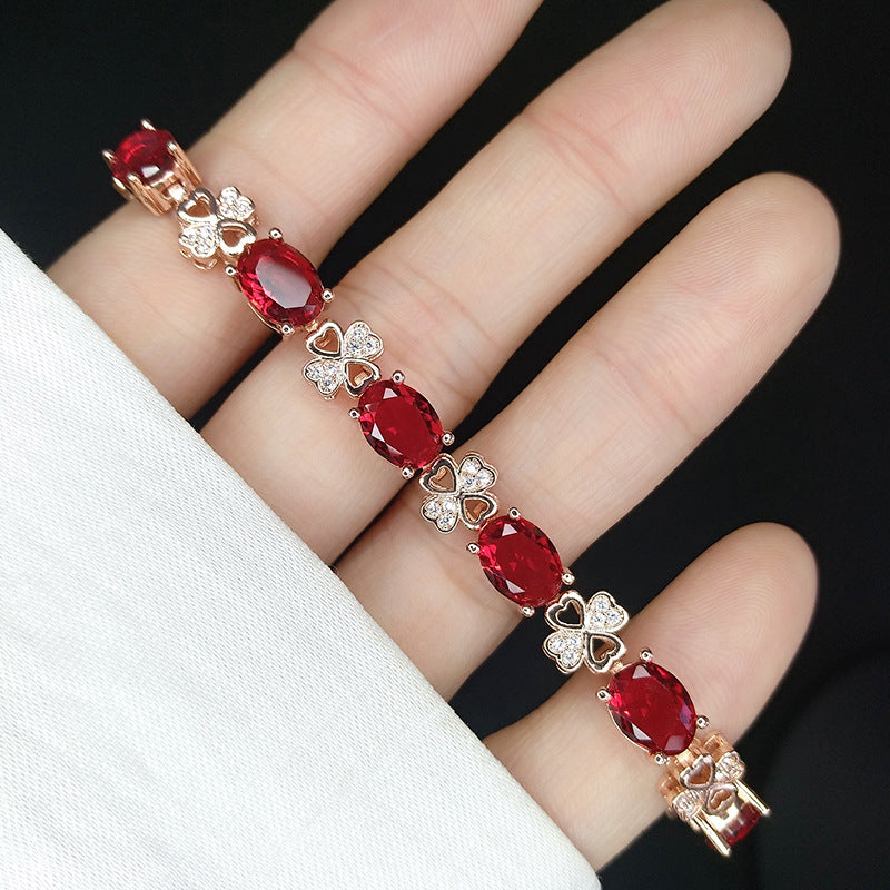 Ruby Rose Gold High-grade Red Diamond Ear Jewelry Set