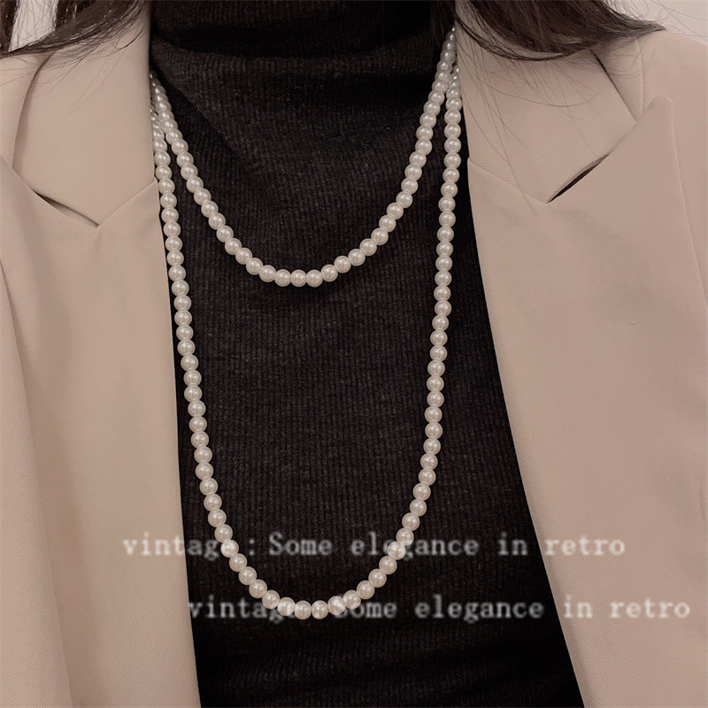 Pearl Long Sweater Chain Chinese Cheongsam Niche Necklaces