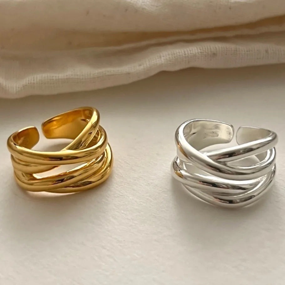Irregular Highlight Line Cross Fashion Personality Ring
