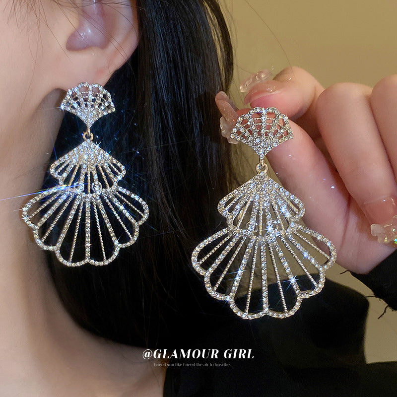 Fan-shaped Skirt Exaggerated Niche Temperament Personality High-grade Earrings