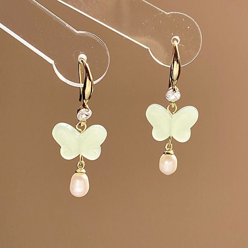 Women's Drop Pearl Tassel Ear Hook Fresh Chinese Style High-grade Rings