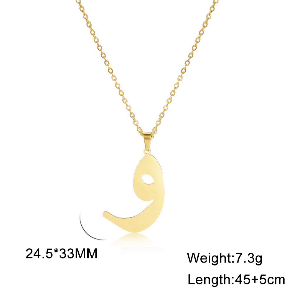 Trend Simple Cut Arabic Letter Pendant Necklaces