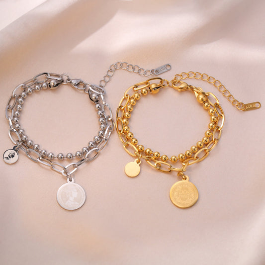 Bracelets gracieux simples et froids pour femmes, tête de beauté ronde