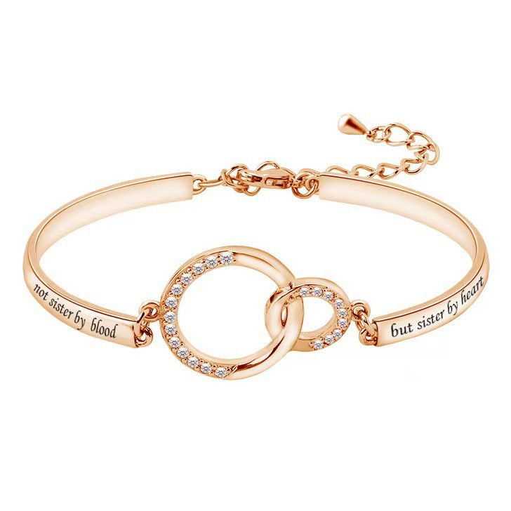 Bracelets à la mode avec lettres en forme de cœur pour femmes, amies, sœurs