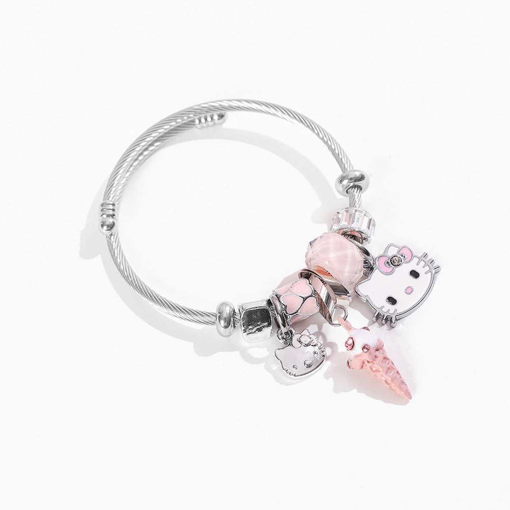 Fresh And Stylish Crystal Ice Cream Cat Bracelets