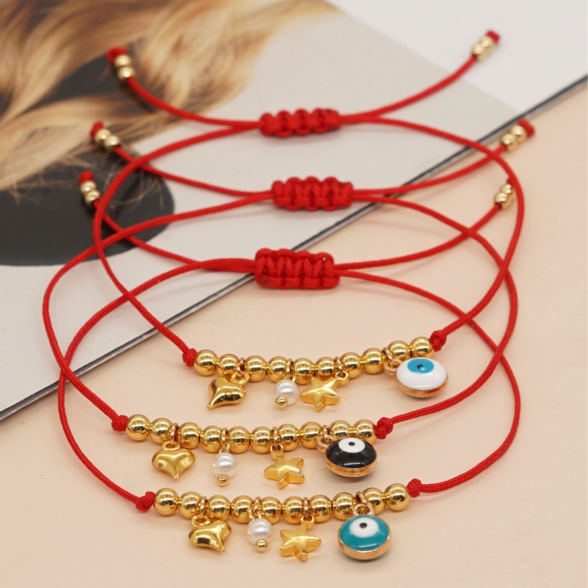 Eyes Five-pointed Star Three-dimensional Peach Heart Bracelets