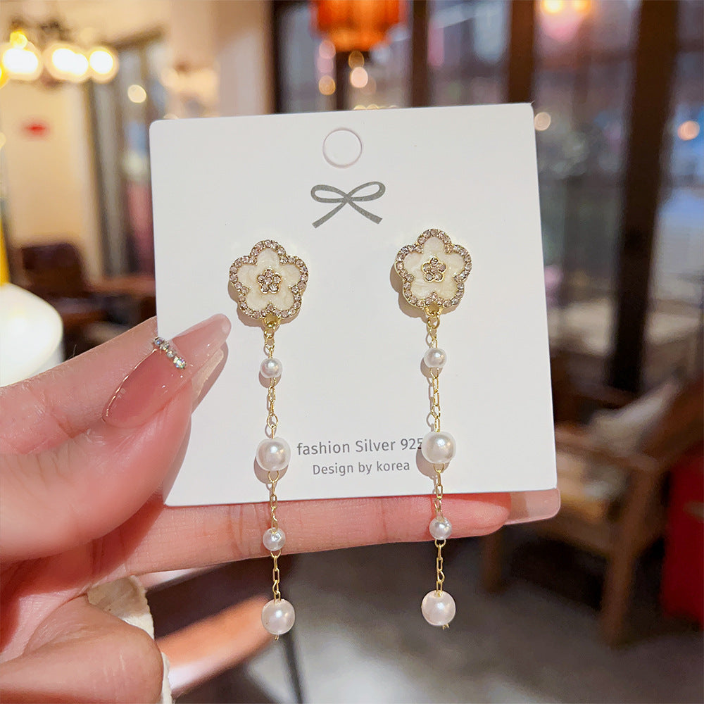 Long Pearl High Sense Simple Eardrops Earrings