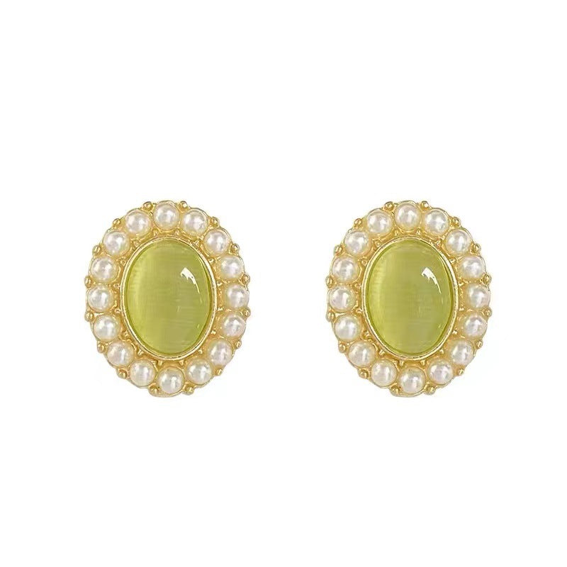 Simple And Fresh Geometric Round Pearl Female Temperament Earrings